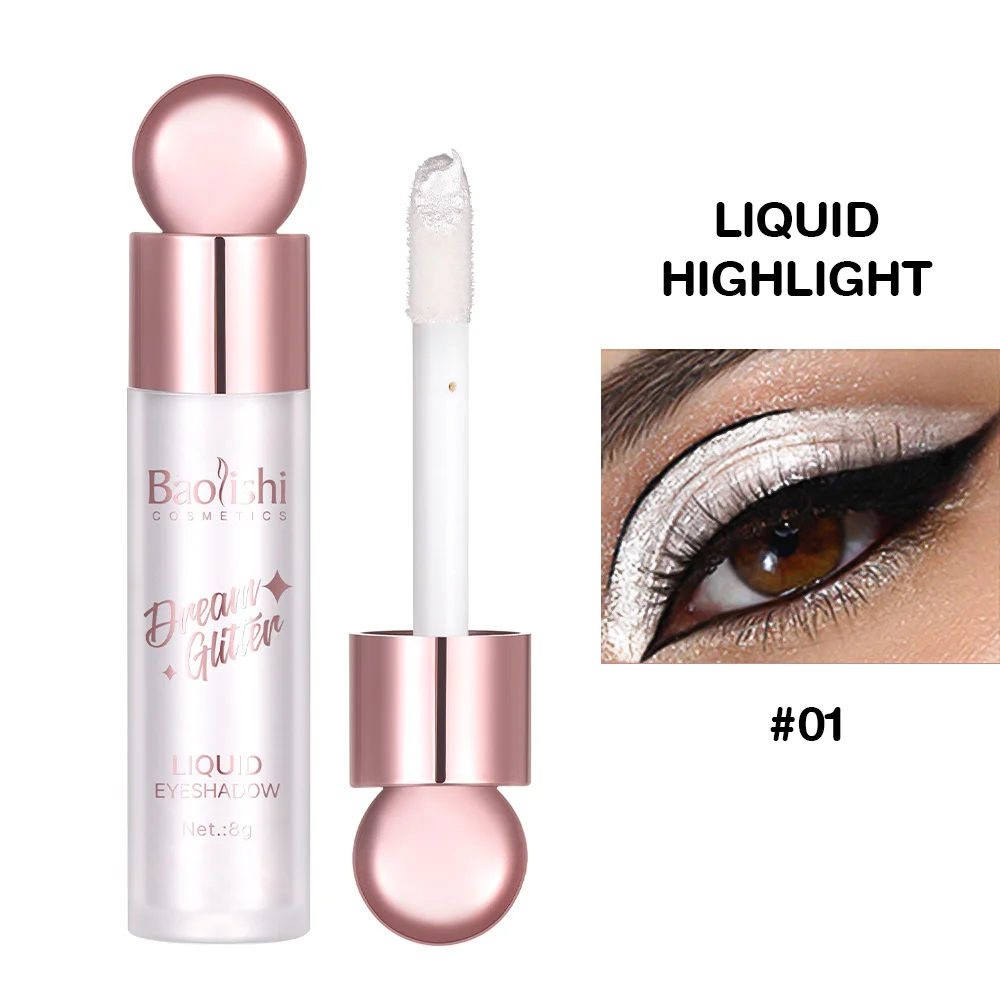 BAOLISHI fard à paupières liquide brillant cristal fin brillant perle brillant comprimé éclaircissant Monochrome fard à paupières liquide
