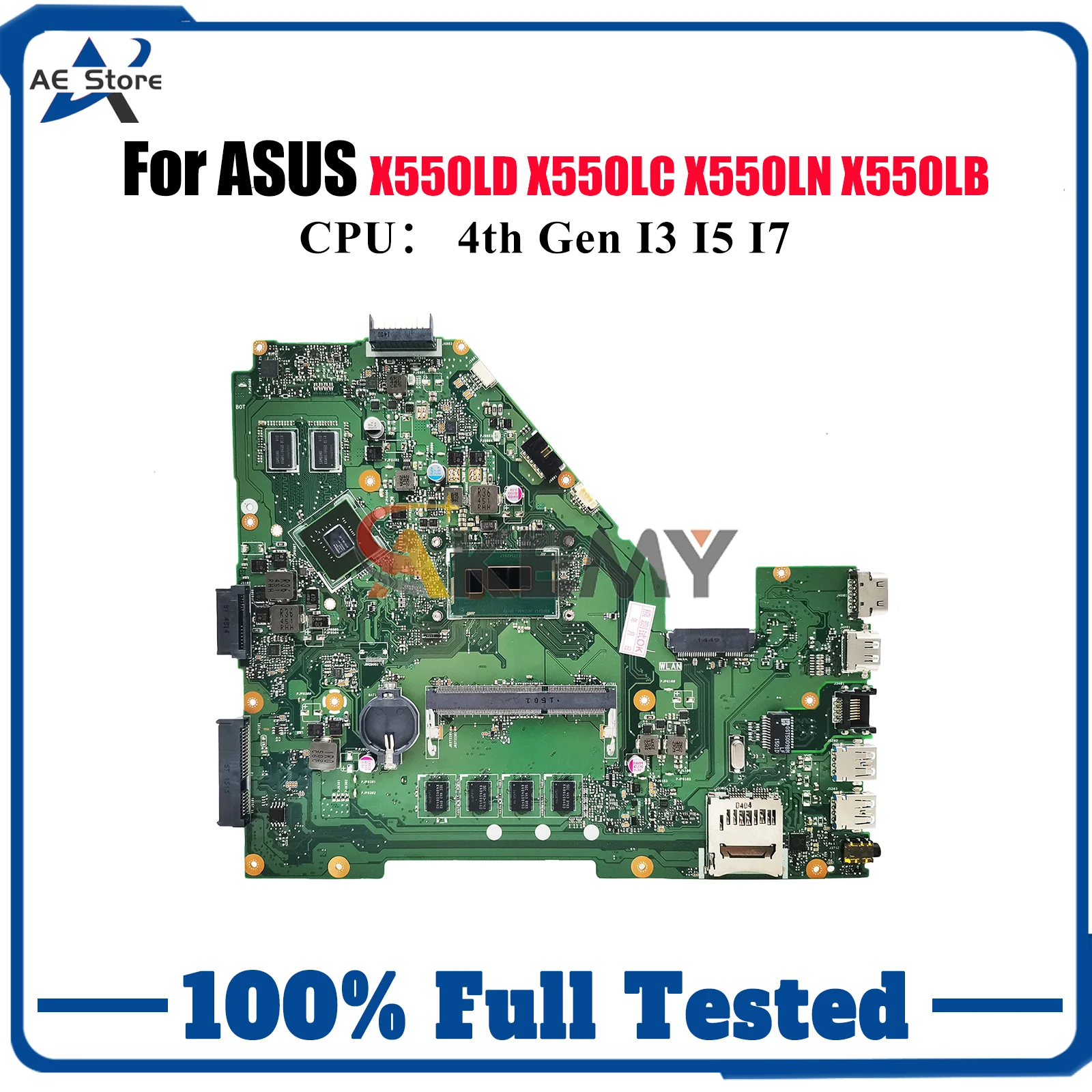 

X550LD Материнская плата для ноутбука ASUS VivoBook X550LN X550LD R510L X550L X550LC X552L X550LB Y581L Материнская плата с I3 I5 I7 CPU stk