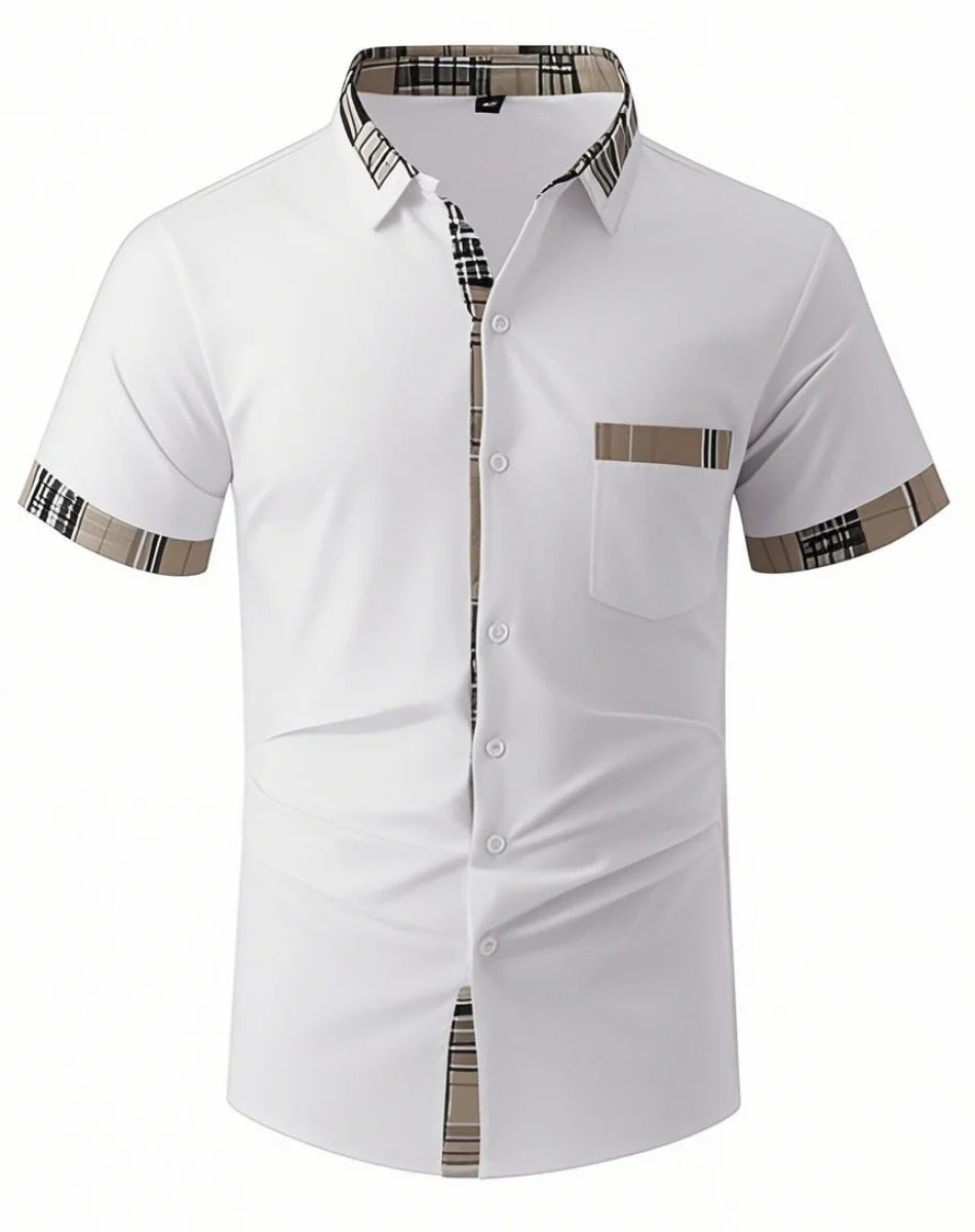 

Vêtements pour hommes été à manches courtes chemise hawaïenne en soie gla gcu chemise patchwork décontractérachtro Holiday en ple