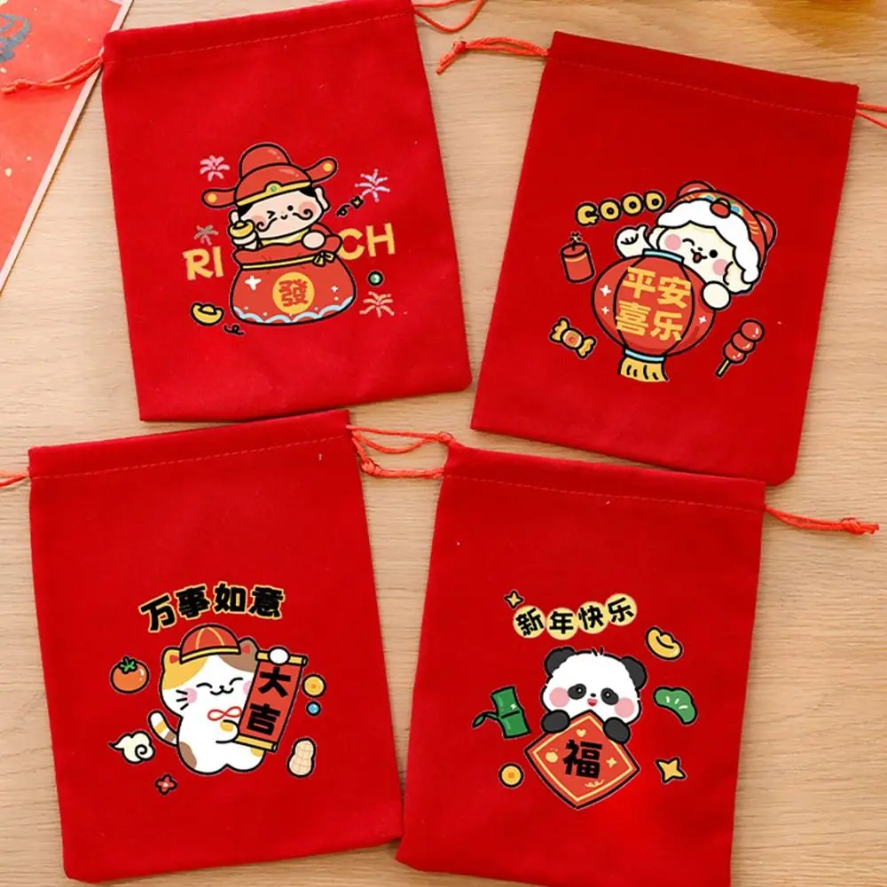 New Design Velvet Snack Storage Pouch Gift Decoration Amulet Blessing Sachets Pendant Lucky Bag Happy New Year Drawstring Bag