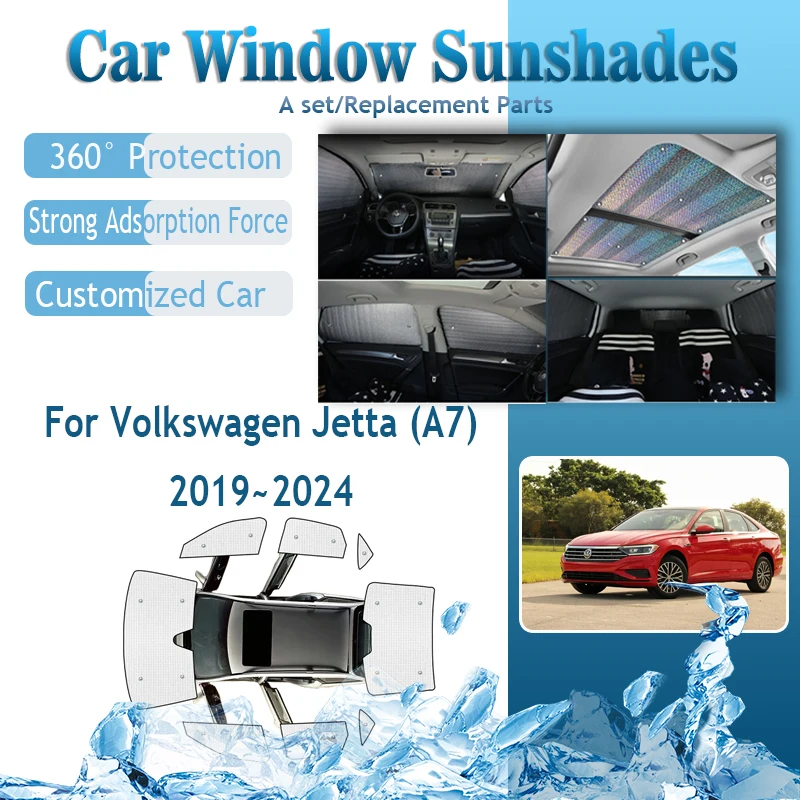 

Car Sunshade Covers For Volkswagen VW Jetta A7 2019~2024 LWB Sunproof Sunscreen Window Coverage Pads Sun Shades Auto Accessories