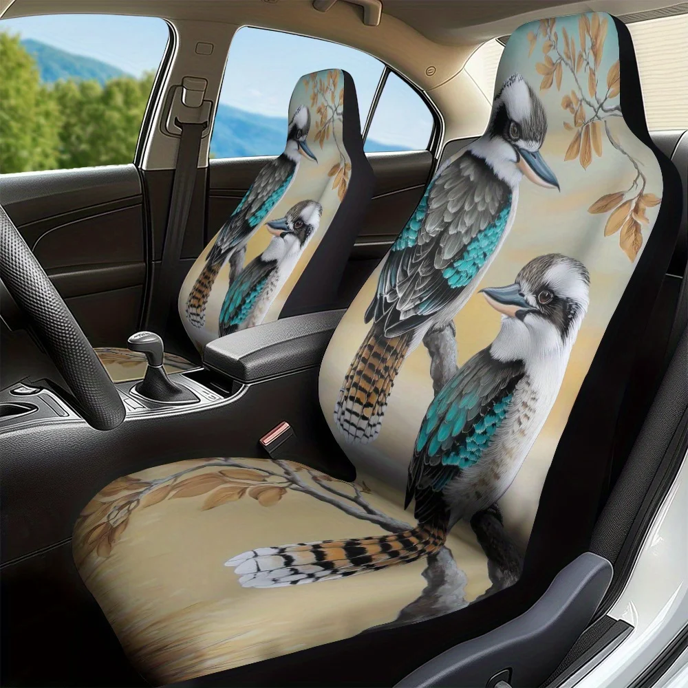 2pcs, Modern Kookaburra Magic Print Front Seat Covers, Comfortable And Durable, Fit For Front Seats, Ideal For Stylish Interior