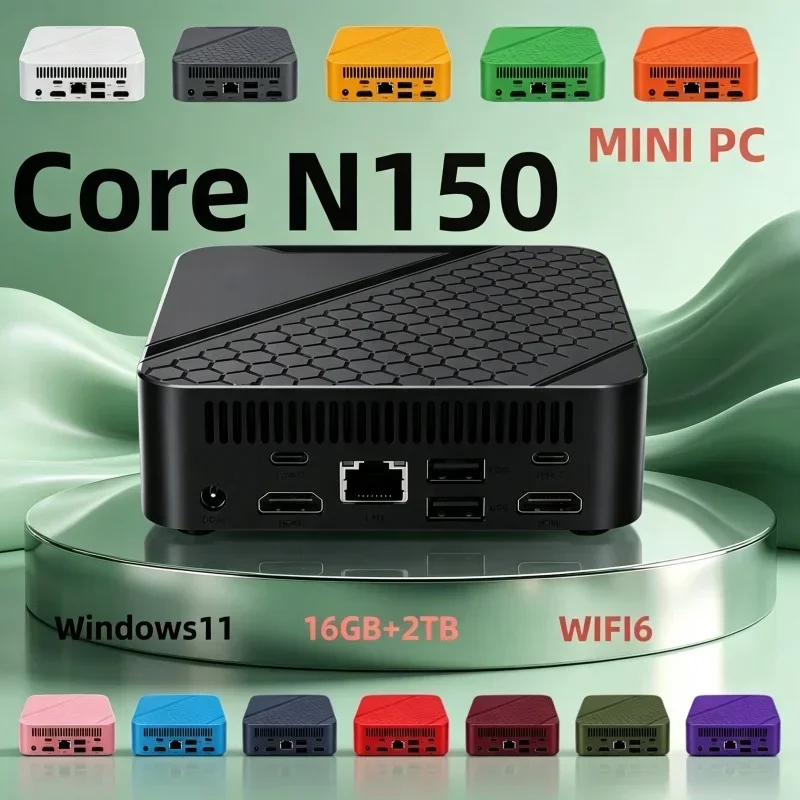 New Save‑Space Mini Pocket Desktop Core N150 13 Color 16GB RAM 1/2TB SSD BT5.2 WiFi6 Win11 4K Game Work PC