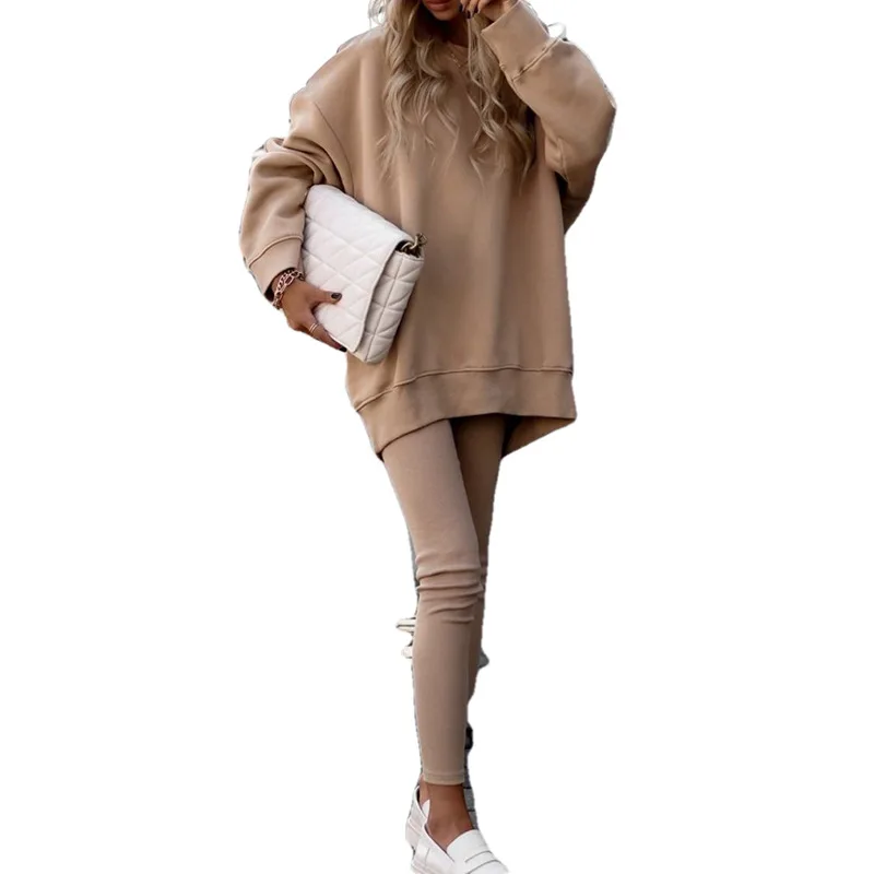 طقم هوديي نسائي طويل غير متماثل من Fashionable لربيع 2025، مظهر سهل التنقل، لون المواد الأخرى...