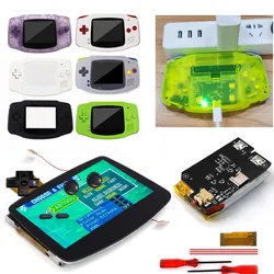 Couvercle de batterie TYPE-C 1800mah GBA V5 Kit d'écran LCD FRM IPS pré-Regional, lentille blanche/grise/noire avec coques de boîtier en plastique