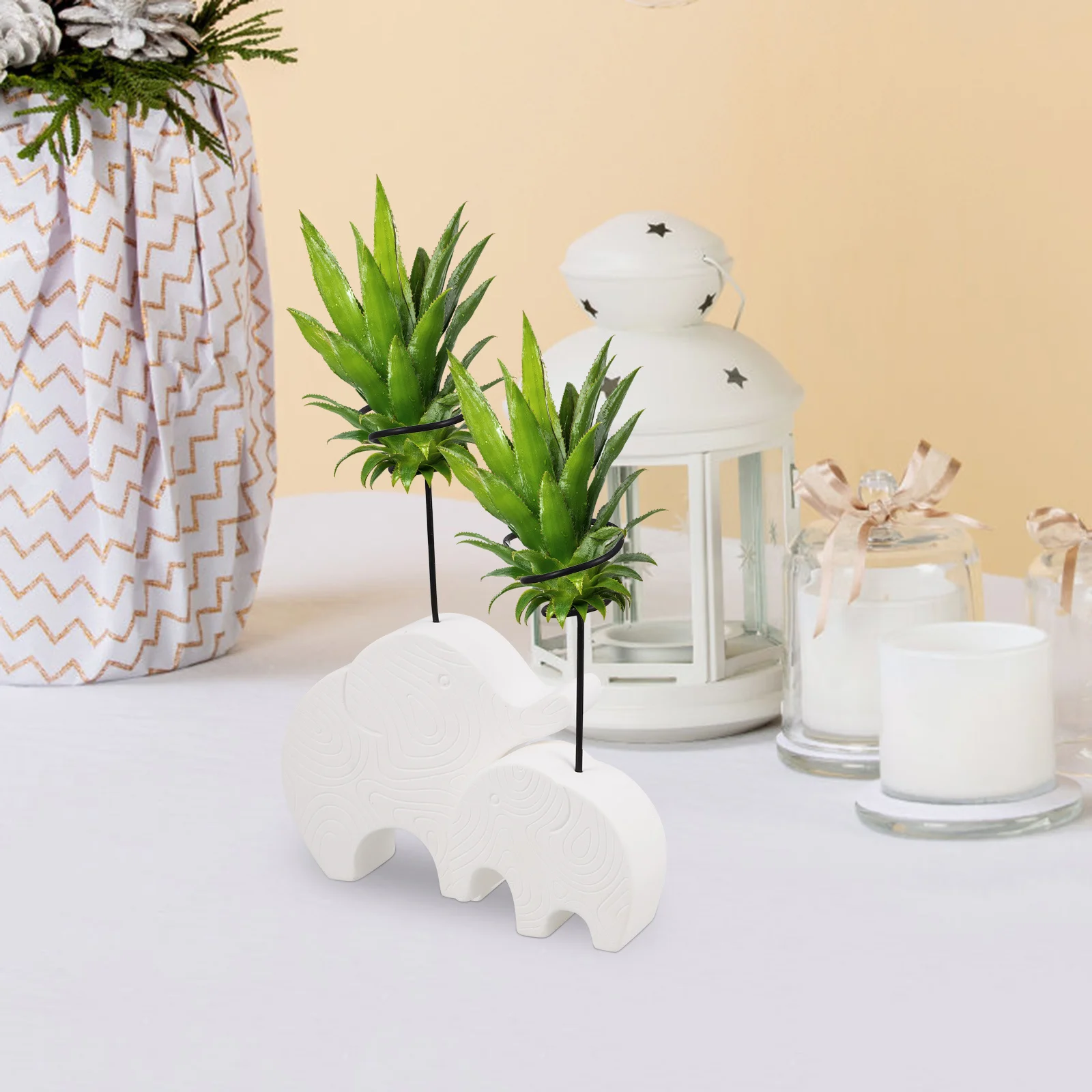 

2Pcs Water Concrete Planter Rack Modern Air Plant Holder Table Display Stand Small Plants Storage Holder for Home