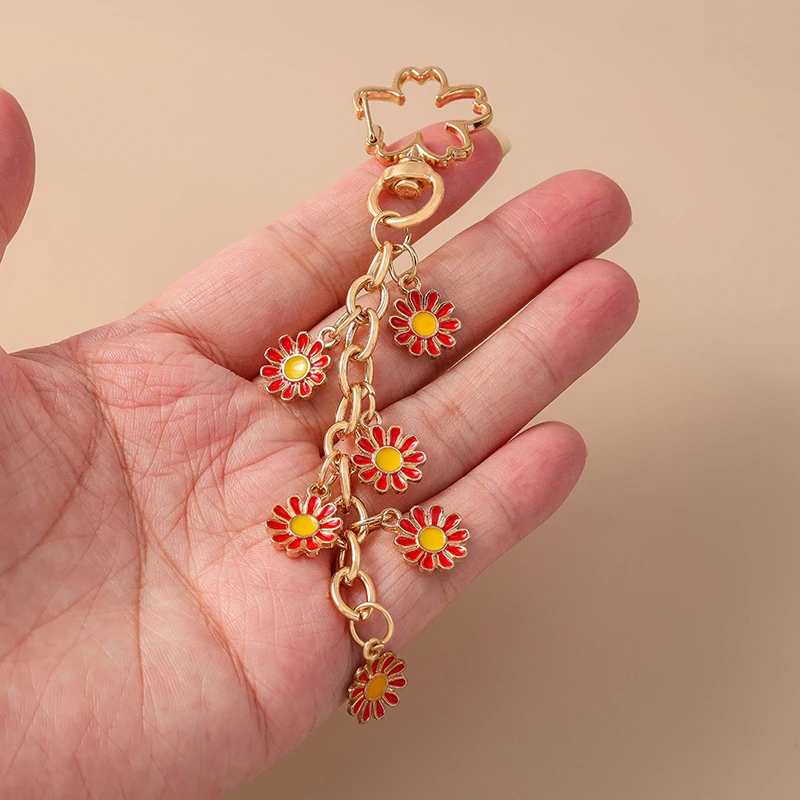 Fashion Colorful Flower Keychain for Car Key Women Men Handbag Pendant Key Rings Accessories DIY Jewelry Gifts
