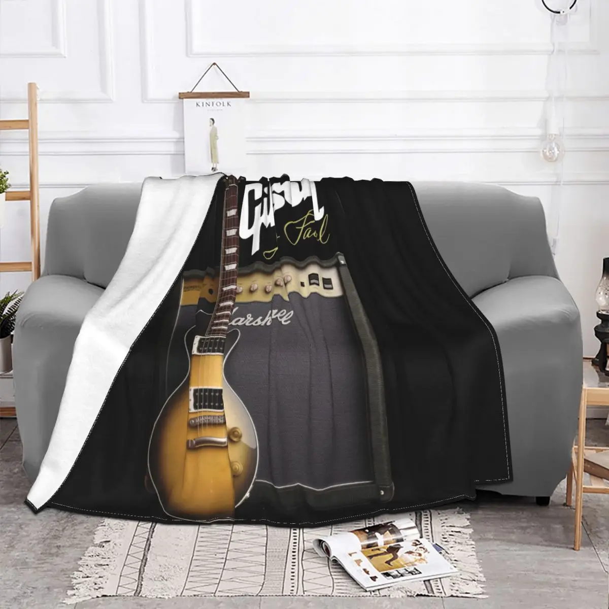 Gibson Les Paul Guitar Blanket High Flannel Sofa Cover Bedding Travel Decorative Sofa