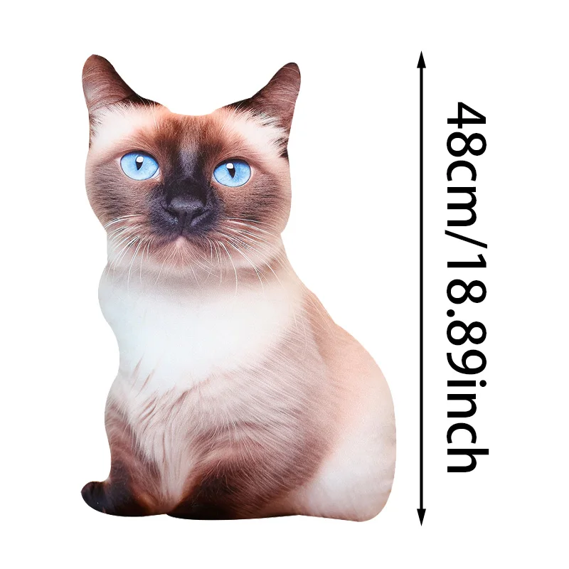 Poduszki pluszowe w kształcie kota, 48 cm, urocze, realistyczne, miękkie pluszaki, dekoracja na sofę, pluszowa zabawka z kreskówki, prezent dla dzieci.