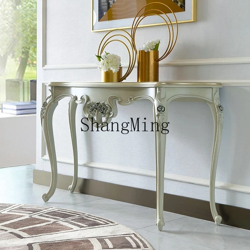 

FG Premium Light Luxury Home Solid Wood Entrance Table Villa Large Flat Floor Entrance Door against the Wall Entrance Table