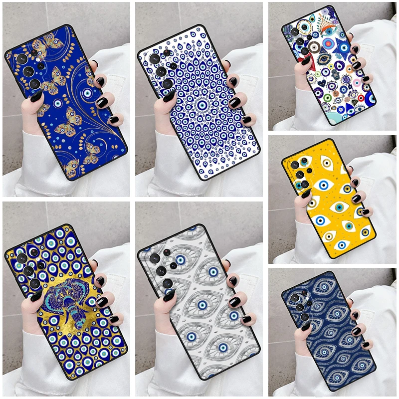 Phone Case For Samsung Galaxy S24 S23 S21fe S22 Ultra Plus Note 10 20 S8 S9 S10 Cover Nazar pattern Turkish Eye charm