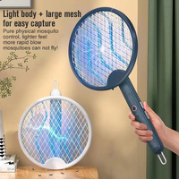 1pc 3000V Electric Mosquito Racket Mosquito Killer Lamp USB Rechargeable Foldable Mosquito Swatter Fly Swatter Mosquito Trap