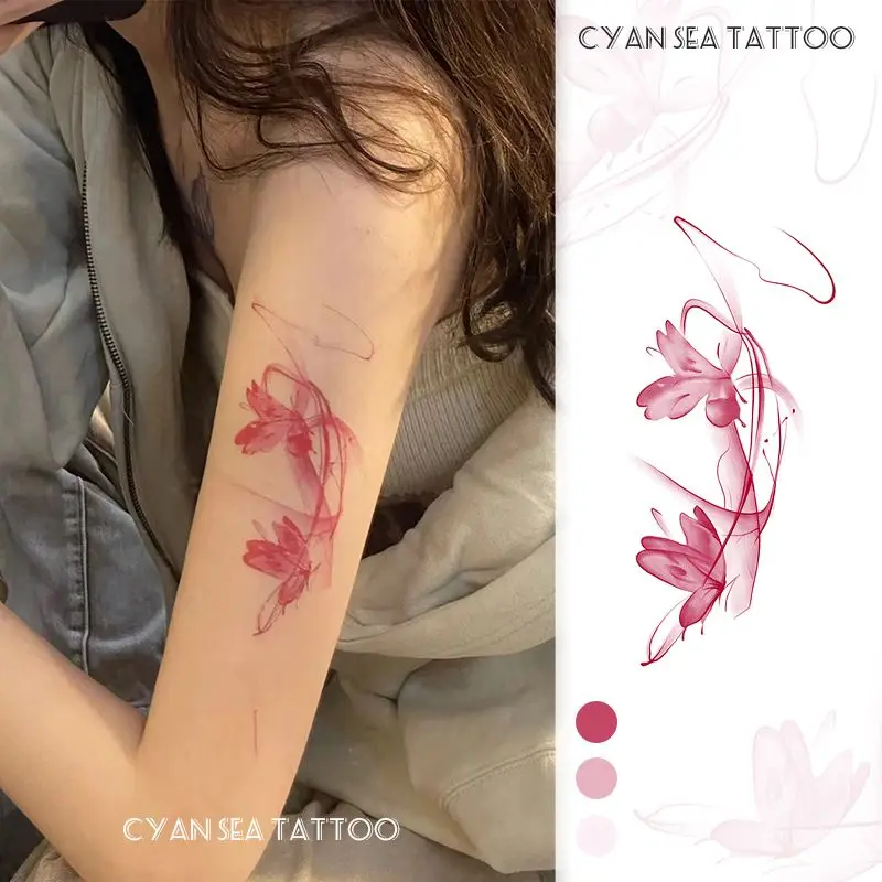

Y2K Pink Butterfly Temporary Tattoos for Women Arm Romantic Sakura Waterproof Tattoo Stickers Art Lasting Sexy Fake Tattoo