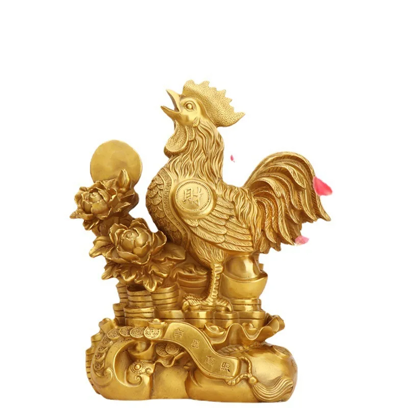 Yangtongji Zodiac Rooster Figurine - Bronze Rooster Ornament - Auspicious Rooster