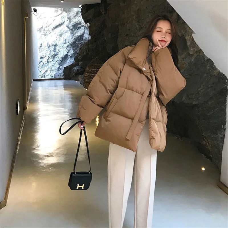 2024 Winter New Thick Cotton Jacket Women's Short Loose College Style Down Cotton Jacket Cotton Coat Korean Edition Coat Female