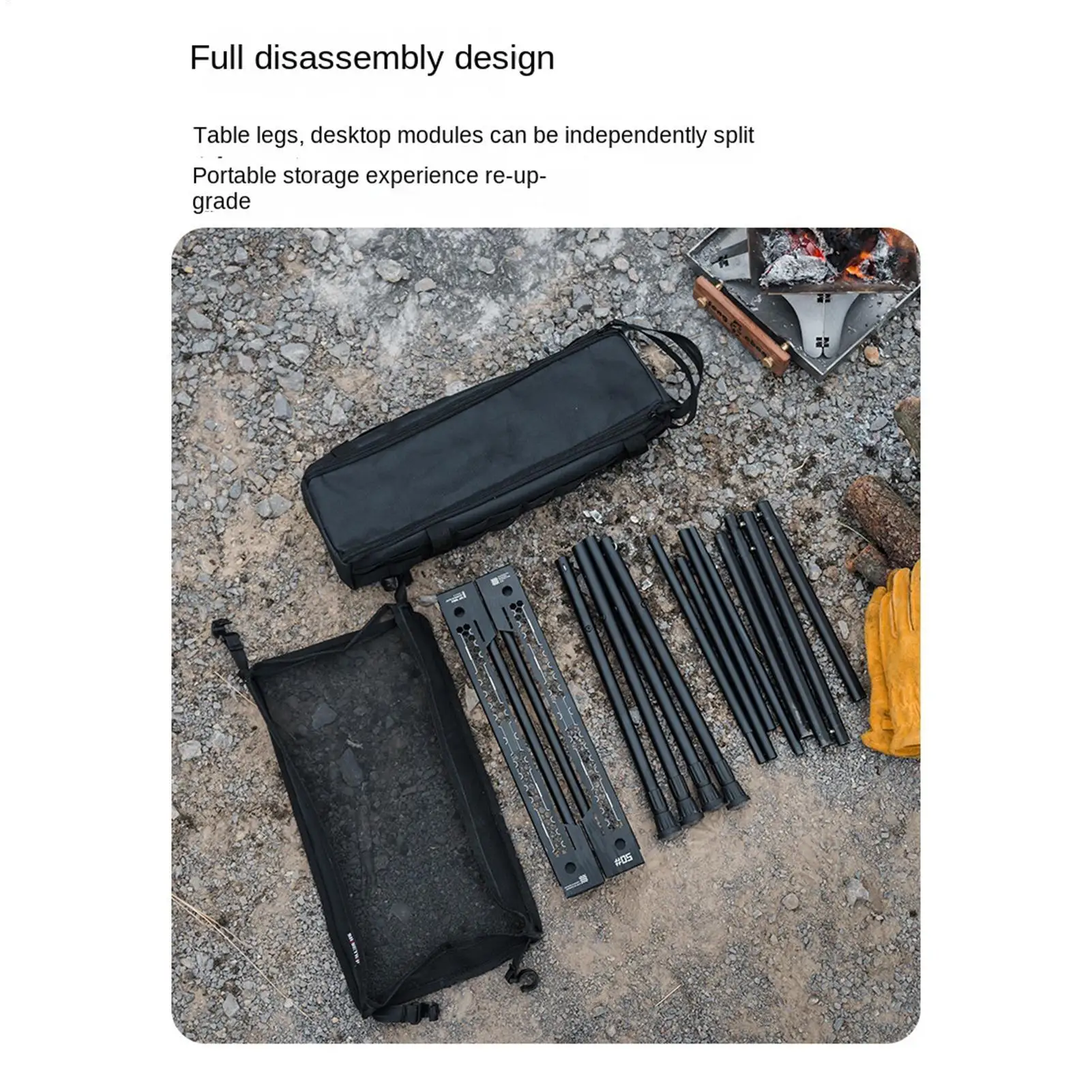 Faltbarer Campingtisch aus Aluminiumlegierung, leicht, verstellbar, tragbar, Campingtisch, Wanderzubehör für Reisen im Innenbereich, Picknick