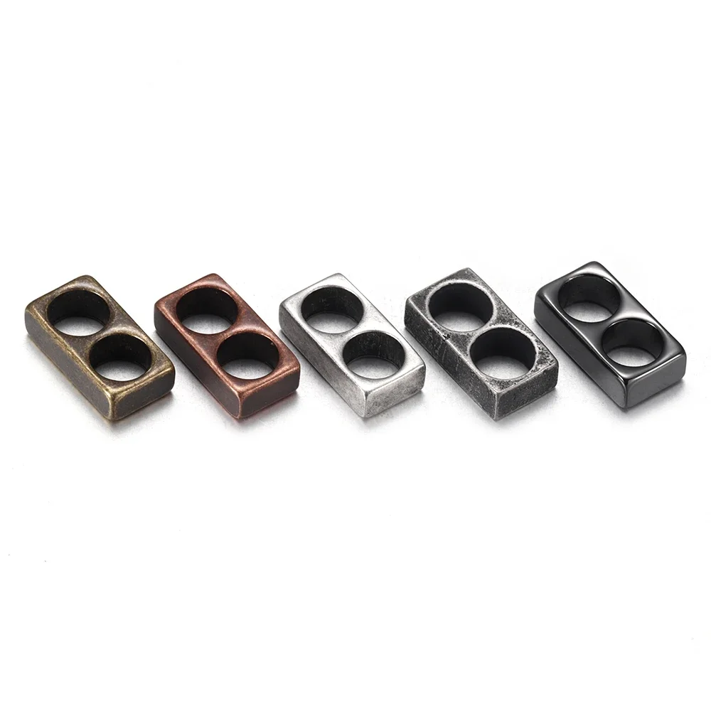 5pcs/lot Stainless Steel Double Hole 5mm Spacer Beads Rectangle Retro Plating for DIY Jewelry Making Vintage Accessories image 3