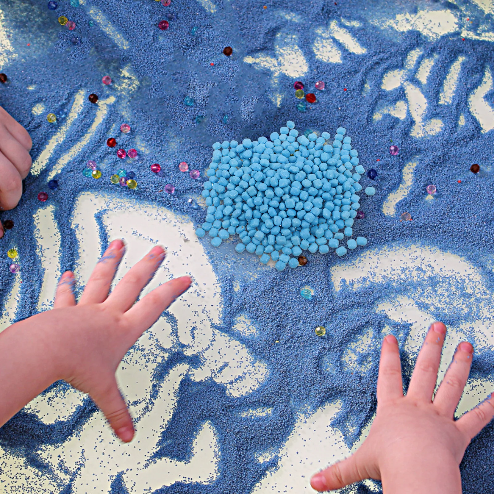 1 conjunto de jogos internos para crianças, imitação colorida de porcelana, areia, mesa sensorial, projetos de artesanato, seixos de plástico para criatividade