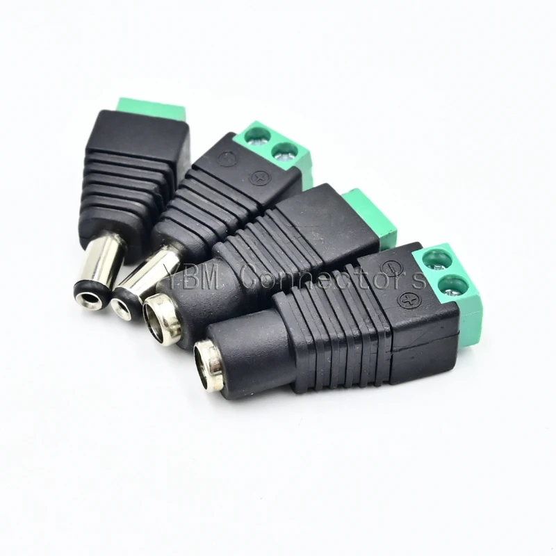 3-100pcs Female Male DC Connectors 5.5mm*2.1mm DC Jack 5V 12V DC Power Connector For LED Strip Light CCTV Camera AC Adapterr