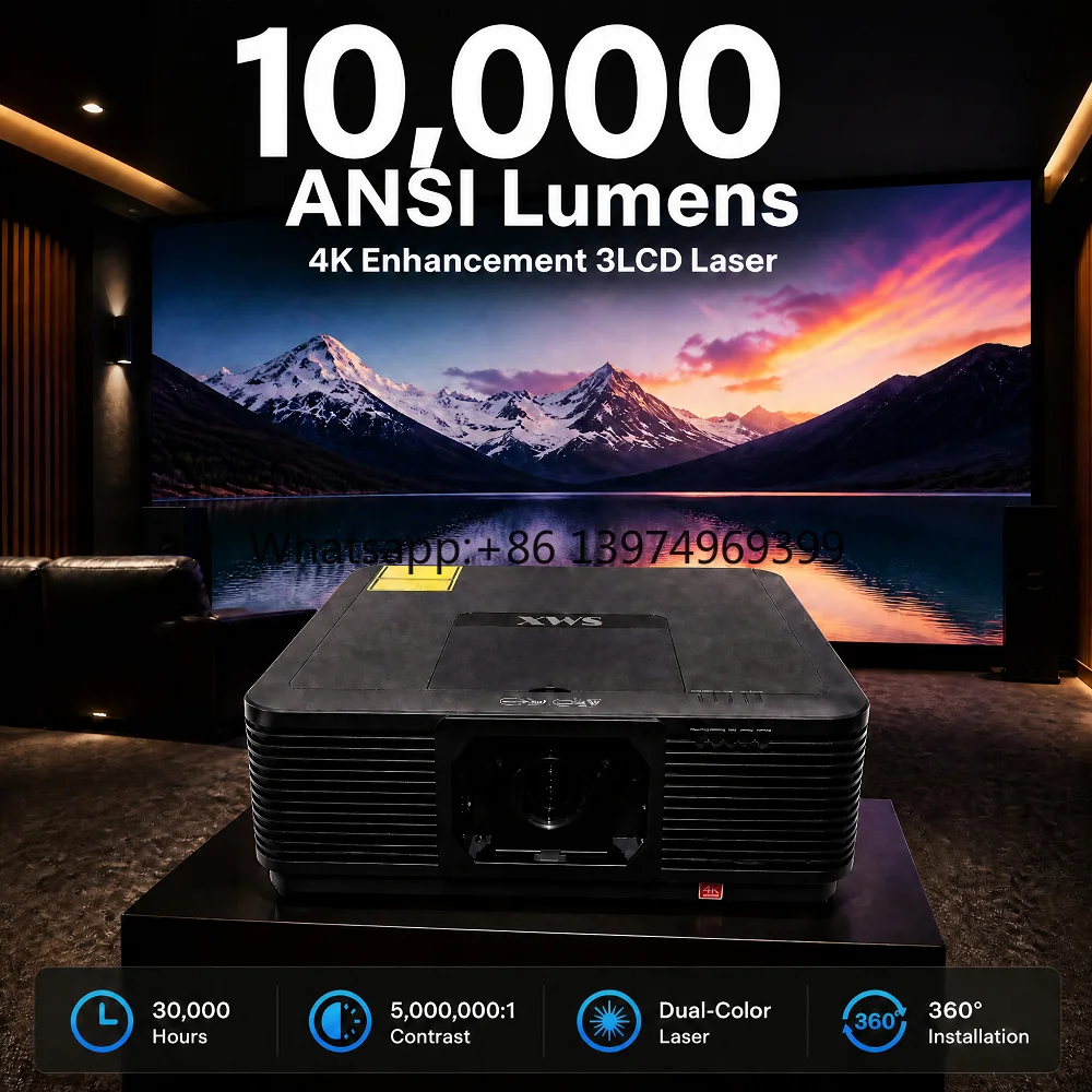 4K Laser Projector 10000 Lumens Dual Color Laser 3LCD 5,000,000:1 Contrast 20000H HDBaseT DMX512 for Conference Hall Auditorium