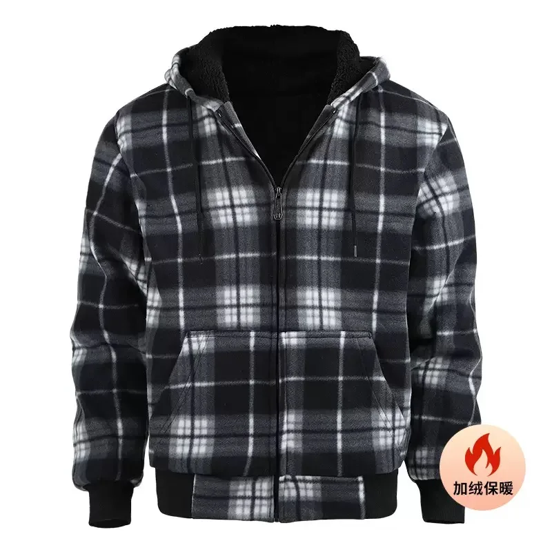 

Winter New Fashion Trend With Thick Velvet Insulation Sports Jacket For Men's Casual Loose High-Quality Plus Size Hooded Jacket