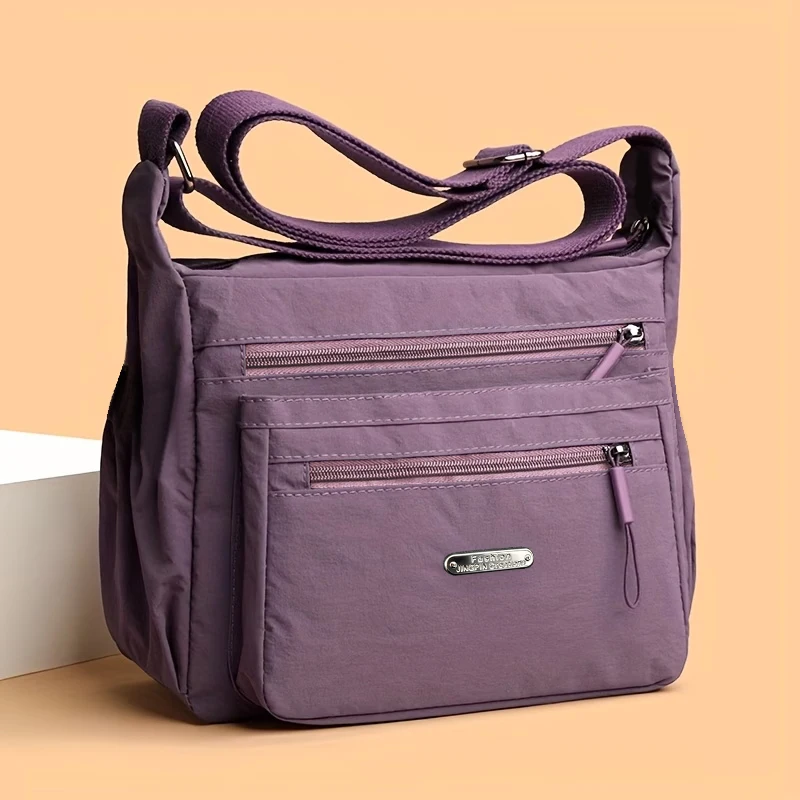 Casual Multi-pocket Crossbody Purse Adjustable Wide Strap, Multi Color Option Bag for Travel Outdoor Leisure City Outings