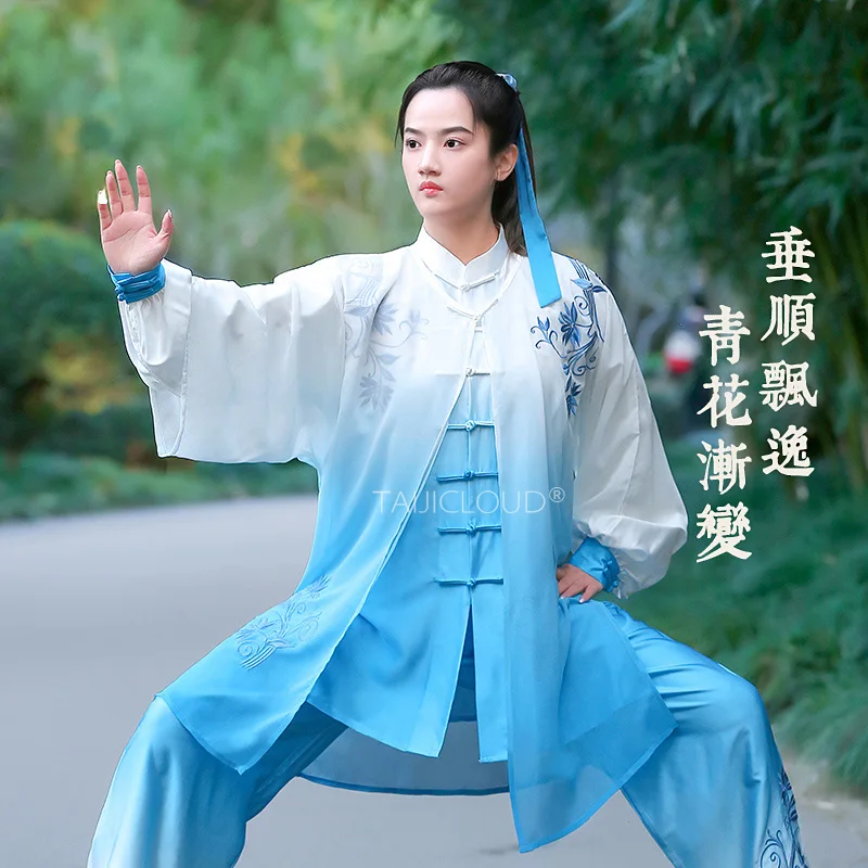 New Gradient Plum Blossom Embroidered Tai Chi Uniform - Premium Performance & Practice Martial Arts Clothing for Men and Women