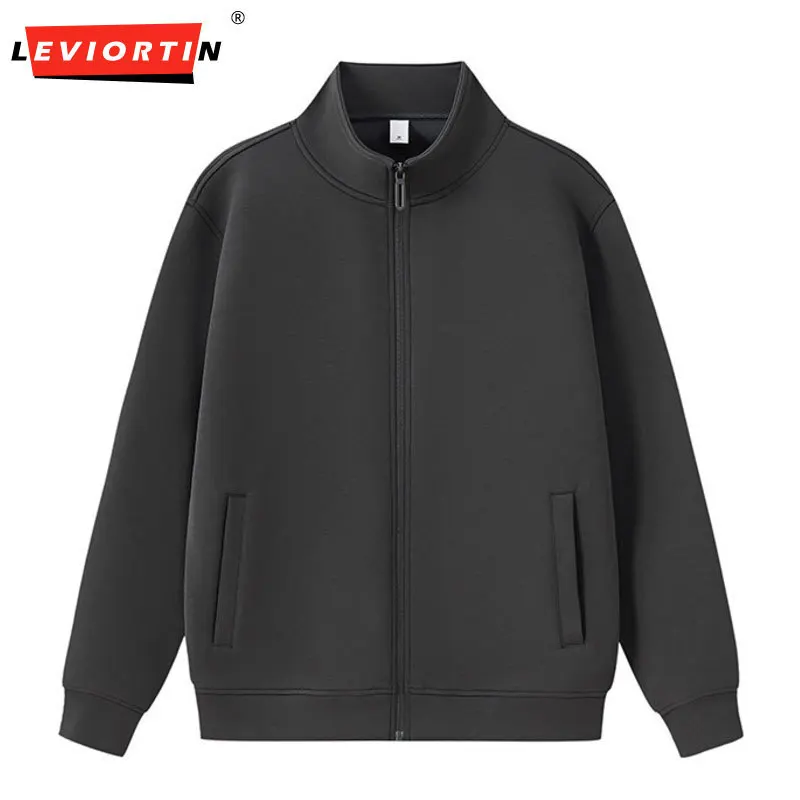 

Autumn and winter fashion versatile basic cardigan jacket casual simple men's and women's solid color stand up collar sweatshirt