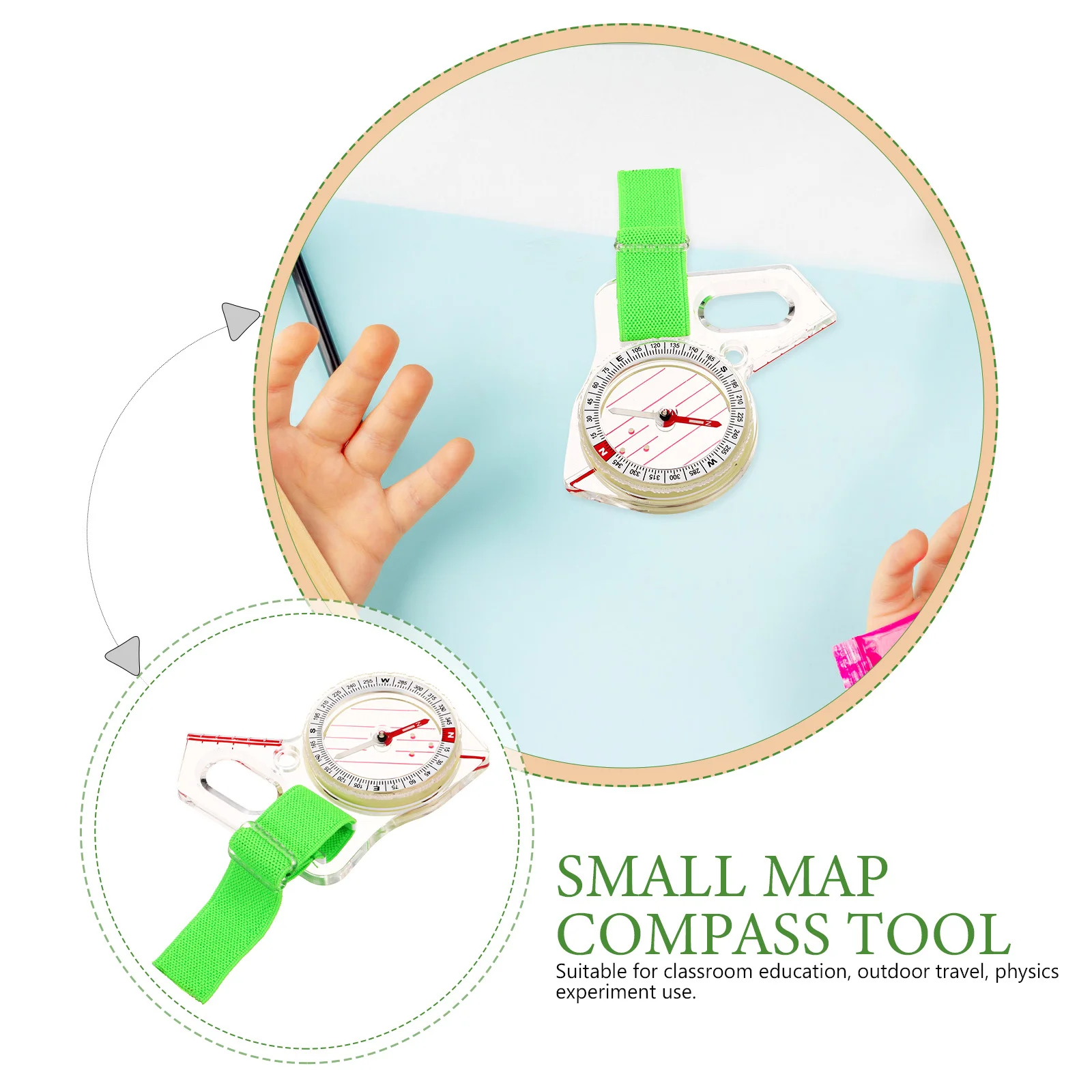 

Multi-Use Teaching Compass Durable Acrylic Directional Outdoor Travel Physics Experiment Pocket Compass Tool Small Hiking Tool