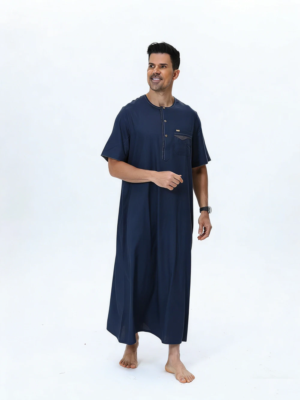 

Мужская саудовская рубаха с коротким рукавом, джубба, тоб, мусульманское платье, кафтан, тауб, свободная исламская одежда для Рамадана, Аравии, Турции, даджа, дишдаша