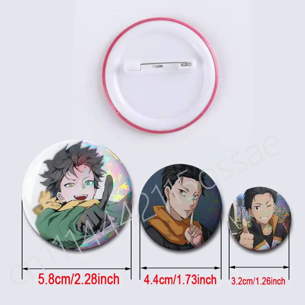 FOR Re Zero Natsuki Subaru Badges Tinplate Soft Button Pin Brooch Metal Badge Custom Jewelry Accessories Hat Bag Lapel