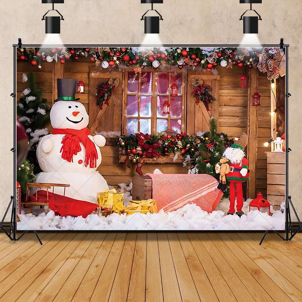 Merry Christmas Photography Backdrop Customized Winter Window Christmas Tree Party Decoration Baby Portrait Photo Studio Props