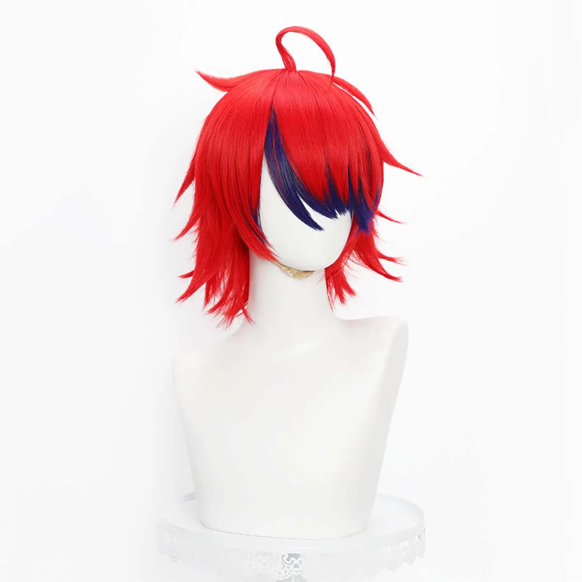 Erwachsene Männer Cosplay-Perücke: Sumino Takumi in Weinrot mit Dunkelblauem Haarteil