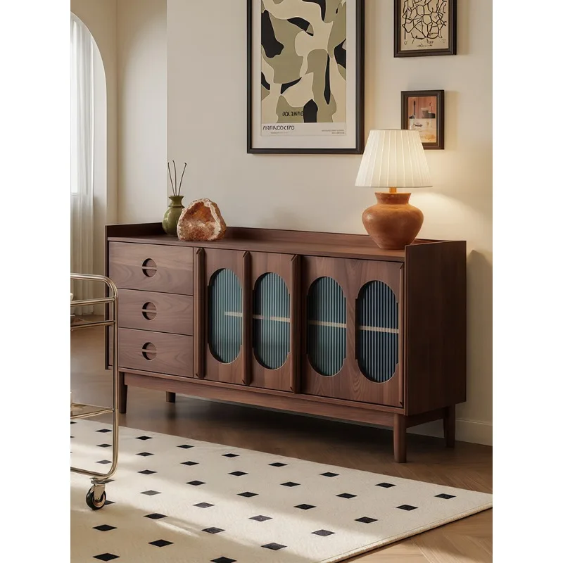 French Vintage Sideboard Premium Built-in Wall-Mounted Bowl Cabinet Solid Wood Storage Cabinet