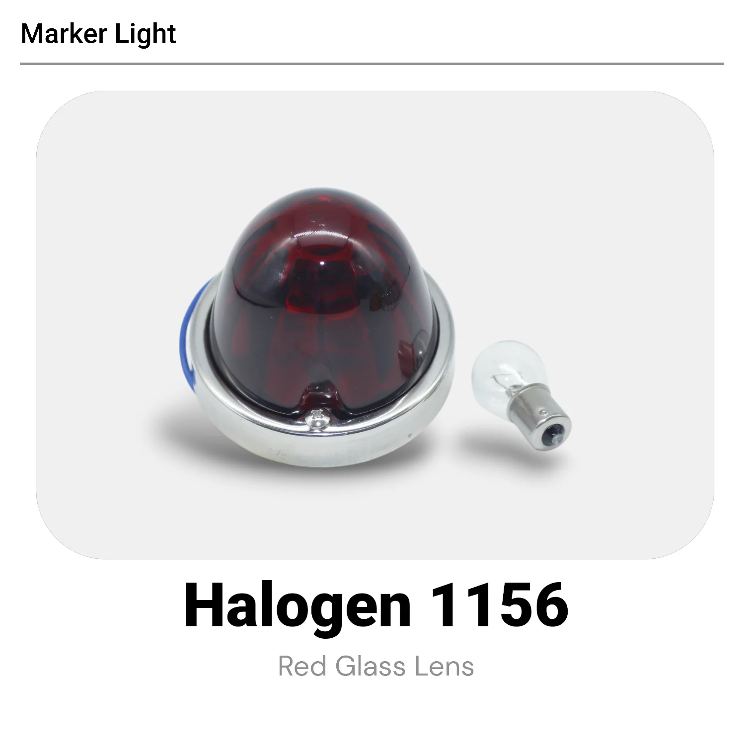 

24V 88mm Red Glass Side Light Stainless Steel 1156 Bulb For Truck Pickup Off Road