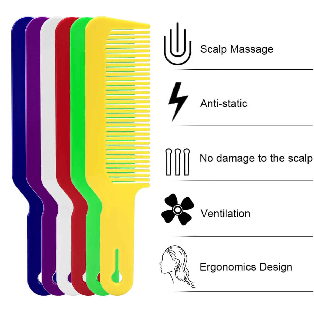 6 ألوان أمشاط الشعر المهنية الحلاق تصفيف الشعر فرشاة قص الشعر مكافحة ساكنة تشابك برو صالون العناية بالشعر أداة التصميم
