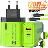 2 Ports 120W USB C Charger Quick Charge 3.0 Type C USB Phone Chargers Fast Charging Adapter For Samsung iPhone 15 Xiaomi Huawei