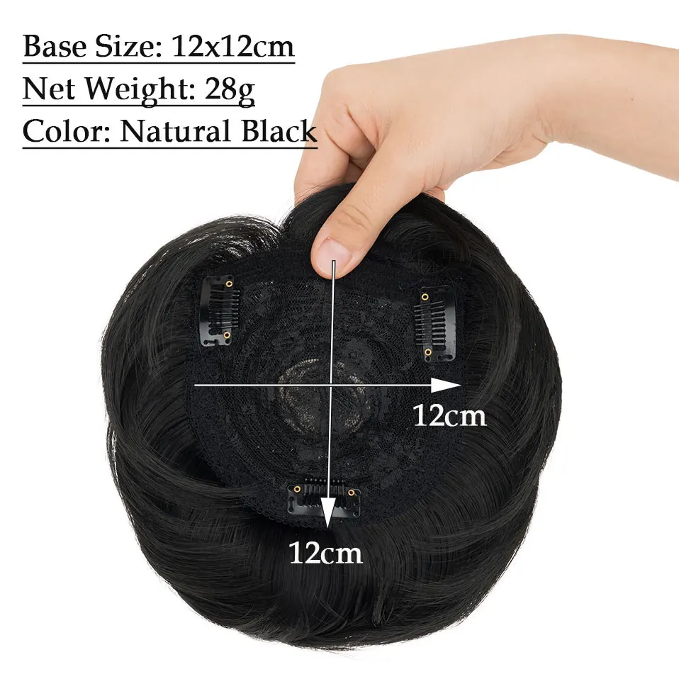 12x12cm Short Hair Clip In Topper for Women Or Men Synthetic Clip-In Volume Boosting Highlights for Thinning Hair And Daily Wear