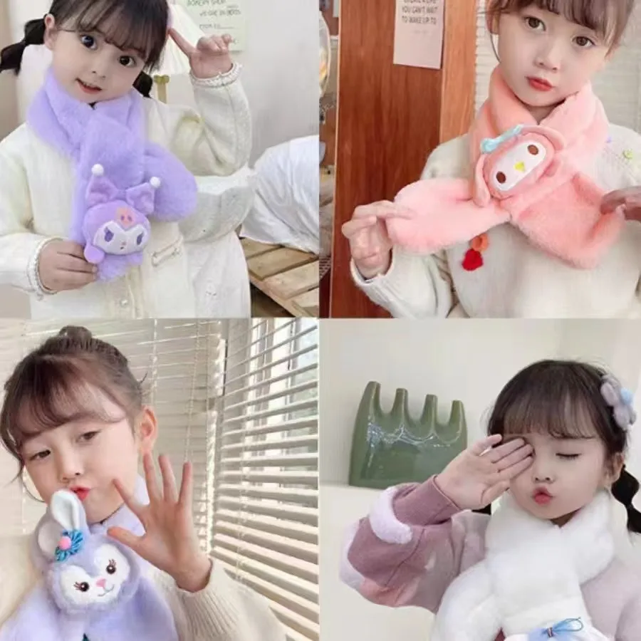 

Miniso Sanrio's new autumn and winter children's scarf warm imitation rabbit fur plush scarf cartoon thickened student scarf