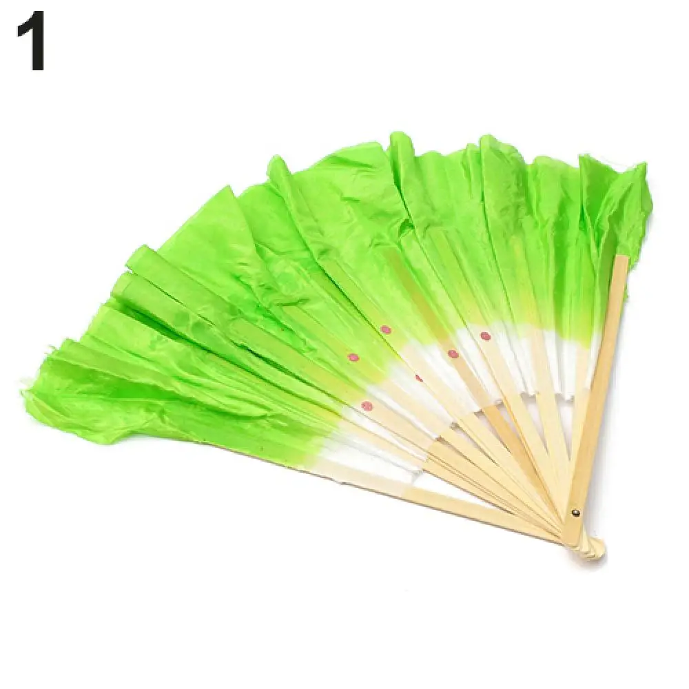 Chinese Style Handmade Bamboo Handle Decorative Fan, Artificial Silk, Folk Art Belly Dancing, Gradient Long Decorative Fans