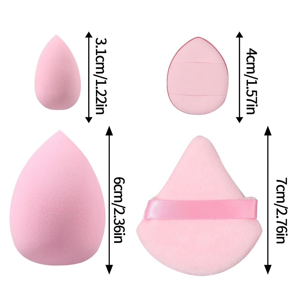 Le ensemble d'éponges de maquillage rose 12 pièces comprend 3 œufs de beauté, 3 bouffées de poudre triangulaires, 3 mini œufs de beauté et 3 bouffées de poudre pour le pouce