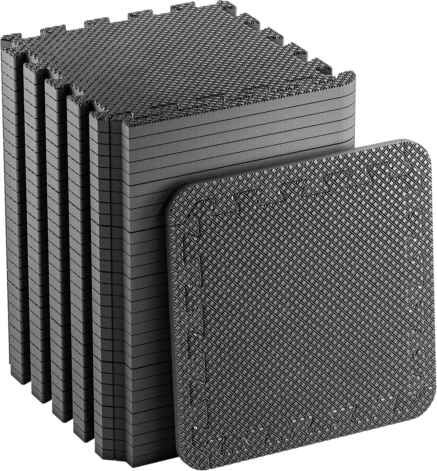 Alfombrilla de espuma EVA para gimnasio, 24 piezas, 30,5 x 30,5 cm, color negro; azulejos de rompecabezas entrelazados