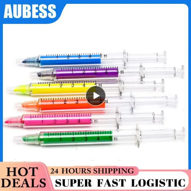 Kawaii Syringe Highlighter Pen Syringe Needle Shape Mechanical Color Ballpoint Pen For Office School Marker Writing Tool