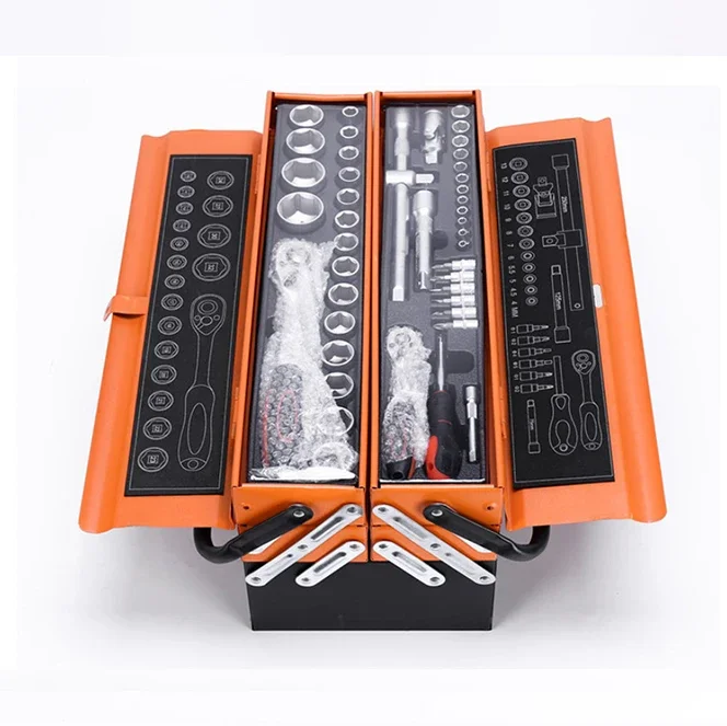 85 pcs hardware Car repair tool box and ratchet wrench socket set tool kits professional multifunction