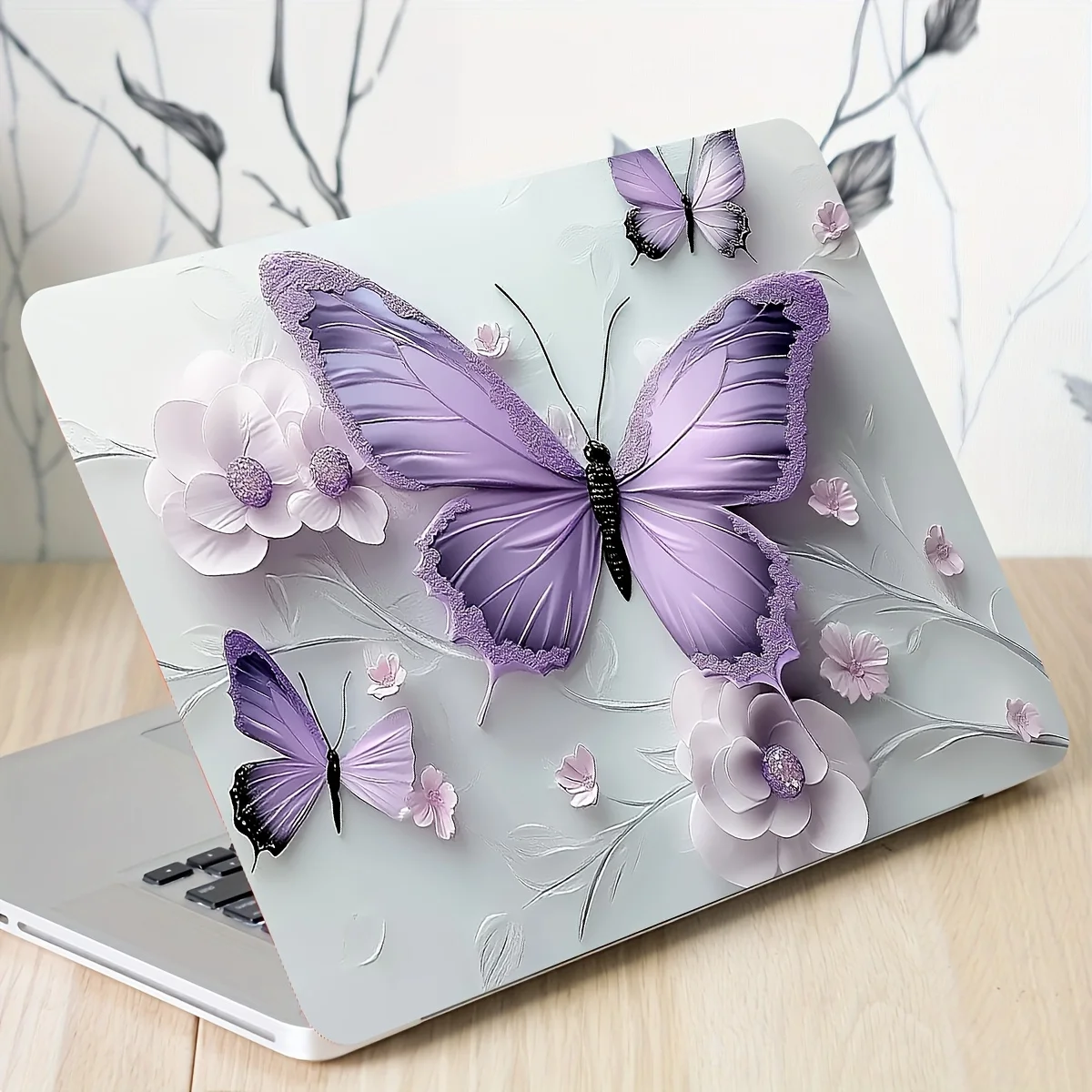 

A set of 2 butterfly pattern vinyl stickers, suitable for laptop, decorative stickers, scratch-resistant semi-matte surface,