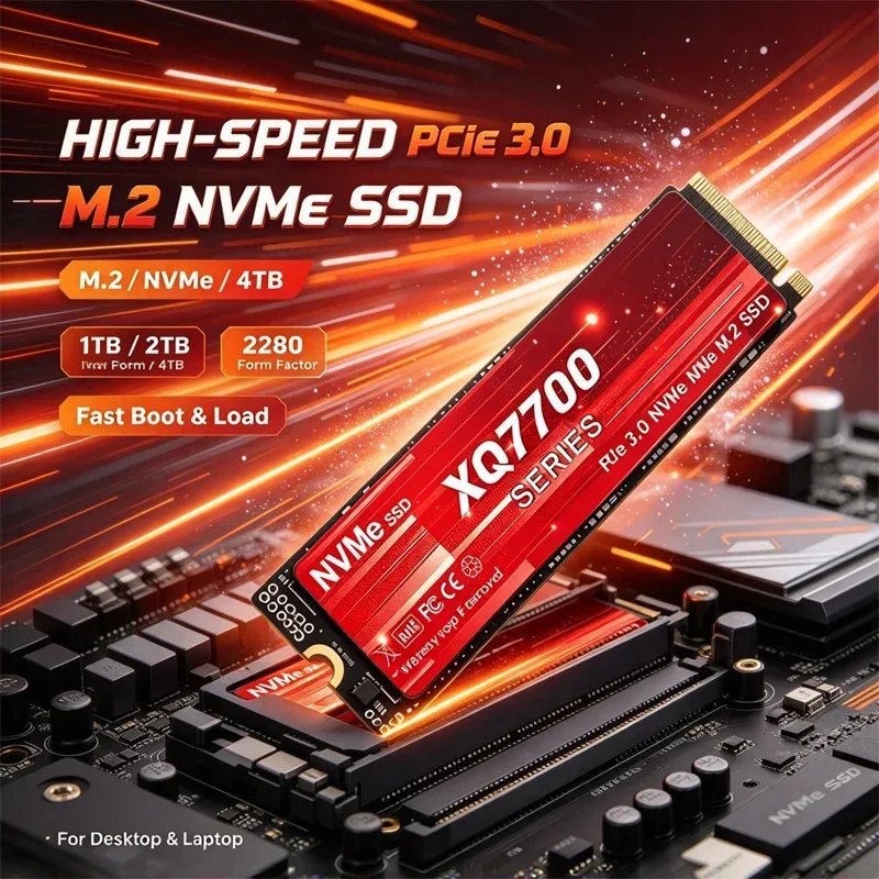 Original XQ7700 M.2 NVMe SSD, PCIe 3.0 2280 Internal Solid State Drive, 500GB-4TB High Speed SSD Disk for Desktop & Laptop