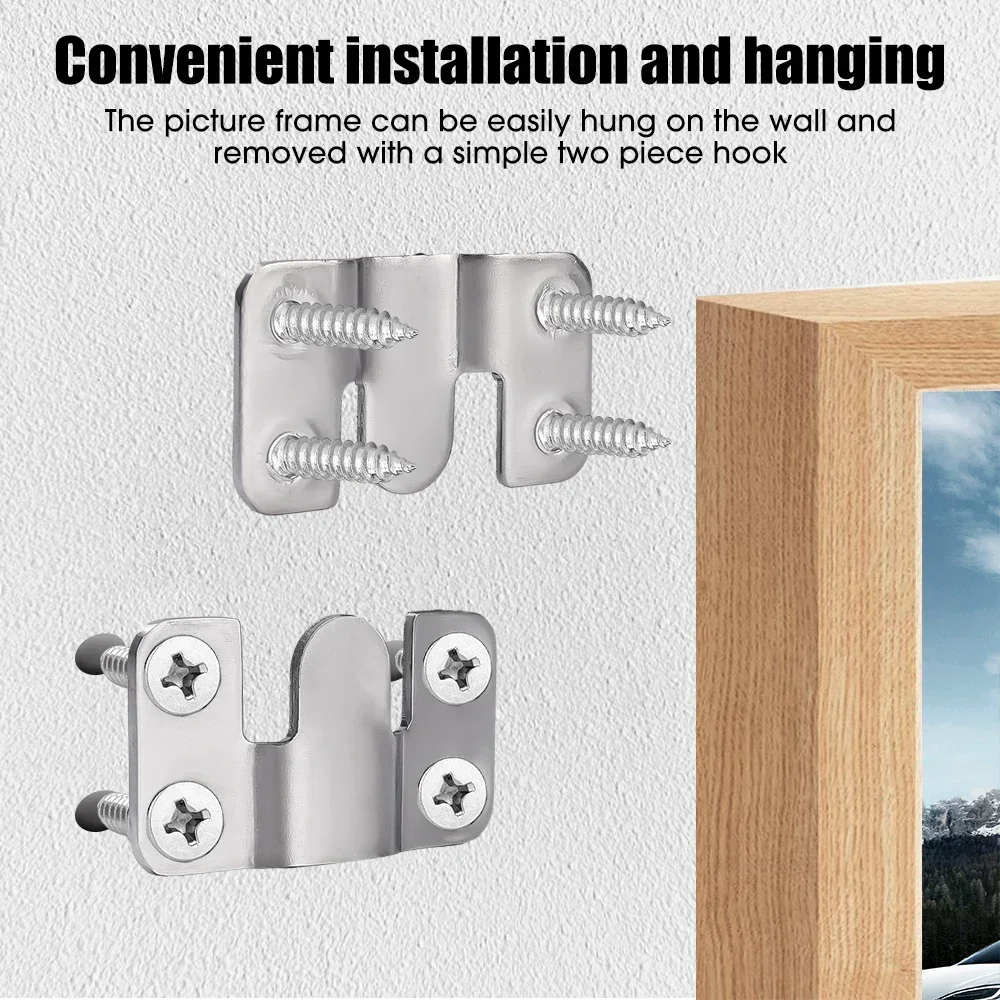 2/6pcs Picture Frame Hanging Buckle Stainless Steel Furniture Interlock Bracket Hanger Hook Photo Framer Wall Painting Connector