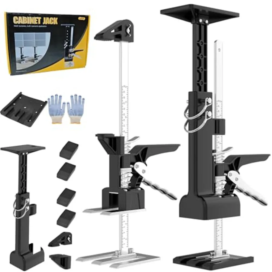 

2PCS Cabinet Jacks for Installing Cabinets Labor Saving Arm Jack with 330 LBS 0 to 23.4 inches Hand Lifting Jack Tool Adjustabl