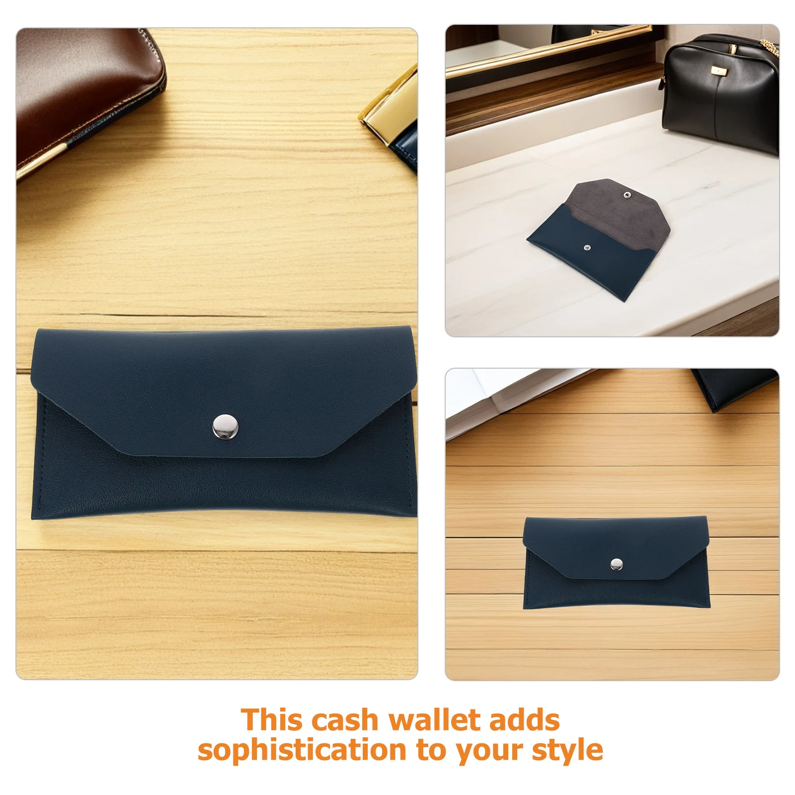 2 قطعة محفظة النقود المال المنظم سليم بولي Snap المفاجئة إغلاق الحقيبة للفواتير بطاقات قابلة لإعادة الاستخدام المغلفات حامل مستندات السفر النفقات #5