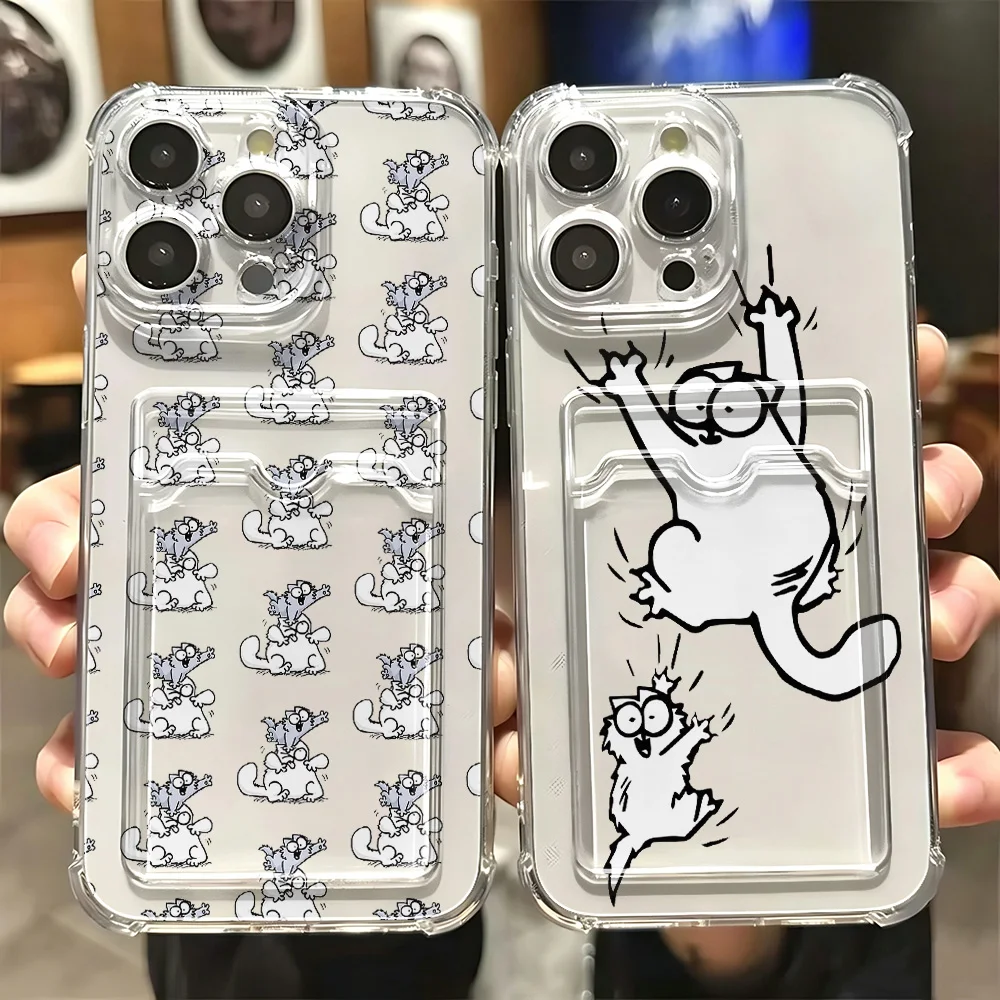 Cute S-Simons-Cat New Card Hold Phone Case For Samsung Galaxy S26 S25 S24 S23 S22 S21 S20 FE Plus Ultra M33 M53 M54 5G Cover